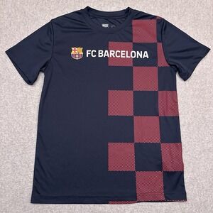 FC Barcelona Jersey Shirt Youth Large Blue Crewneck Geometric FCB Soccer‎